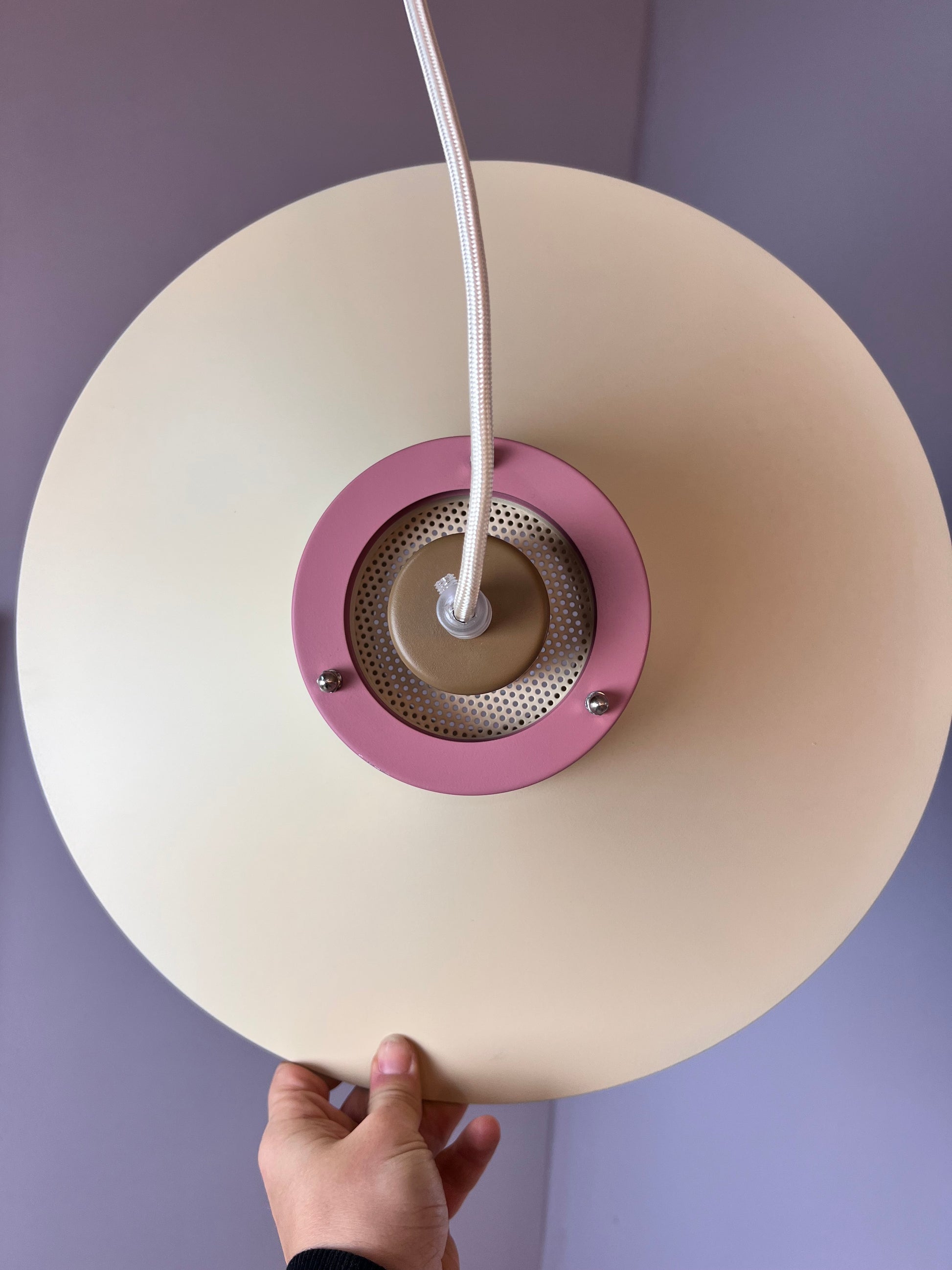 Lamellenlampe neu lackiert creme rosa braun