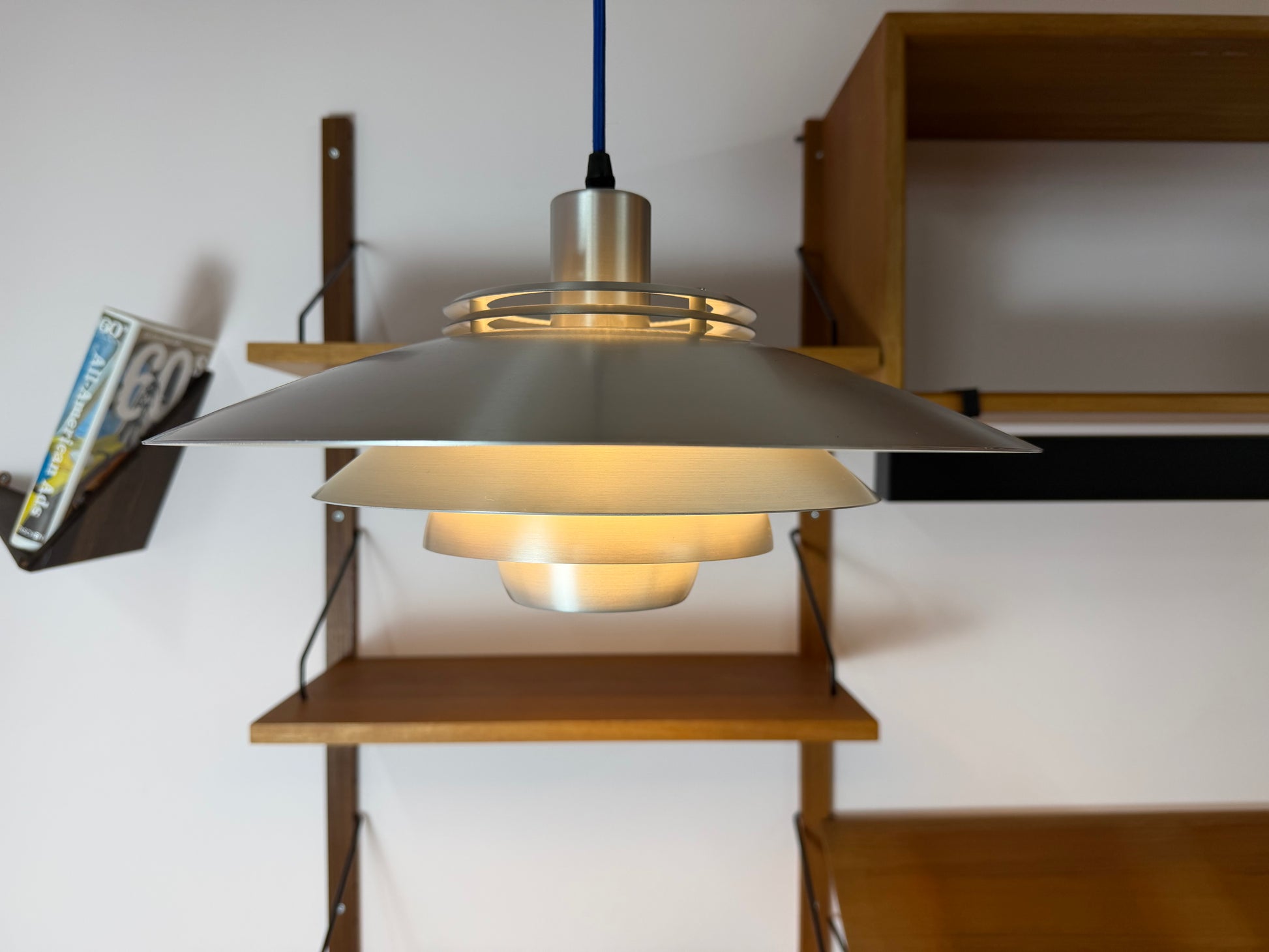 Lamellenlampe Modell Dania 2040 silber von Kurt Wiborg für JEKA