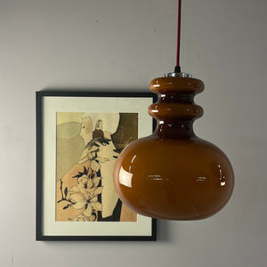 Hängelampe braun orange Glas