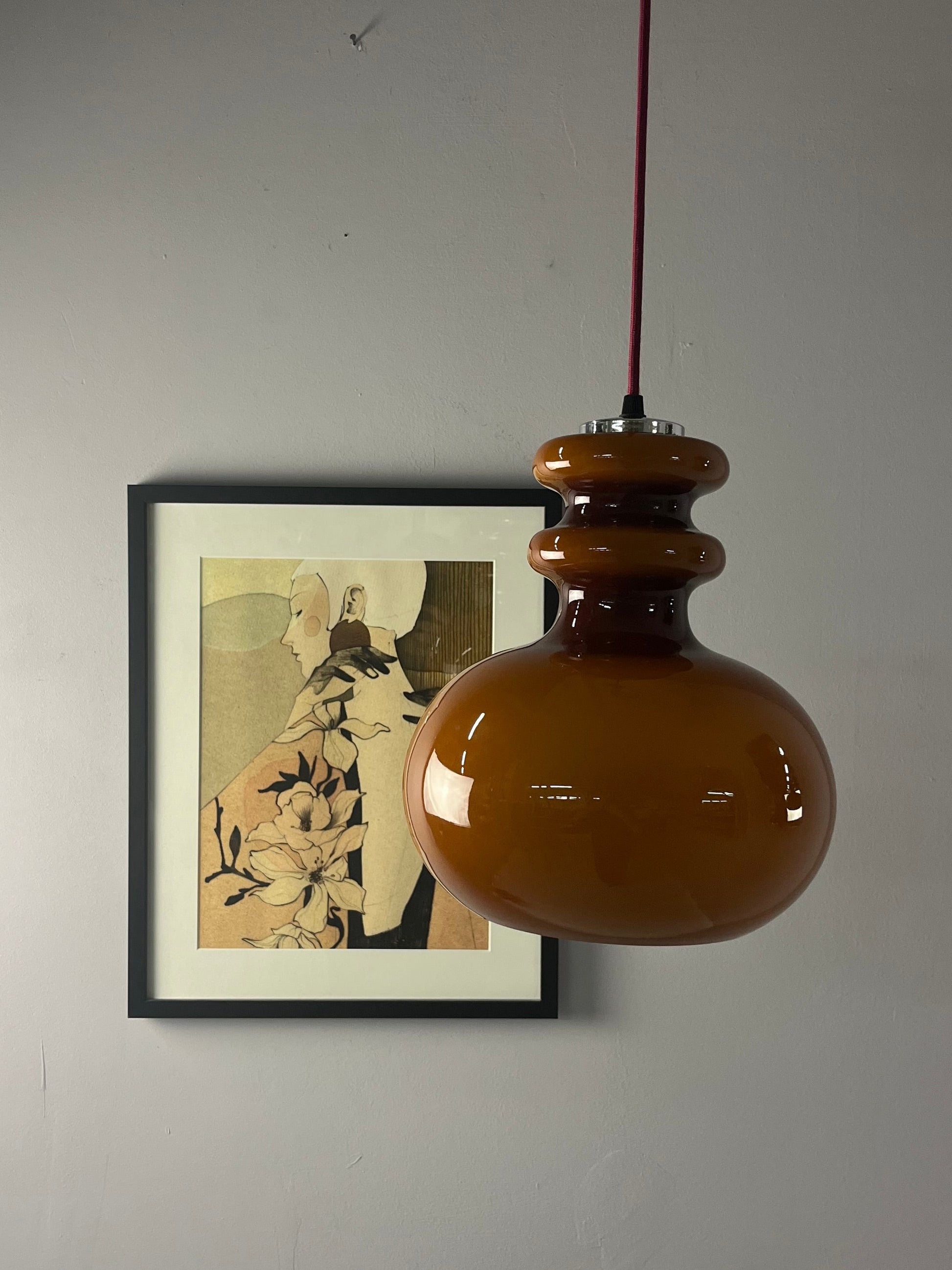 Hängelampe braun orange Glas