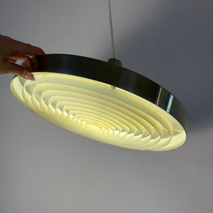 Hängelampe silber weiß mit Gitteroptik aus Dänemark