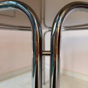 Esstisch Chrom und Rauchglas rund