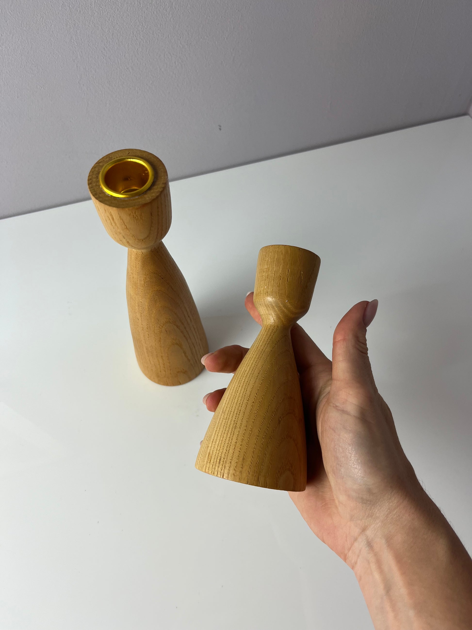 Set: 2x Kerzenständer Eiche