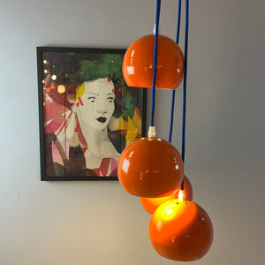 Kugellampe neu lackiert orange aus Dänemark