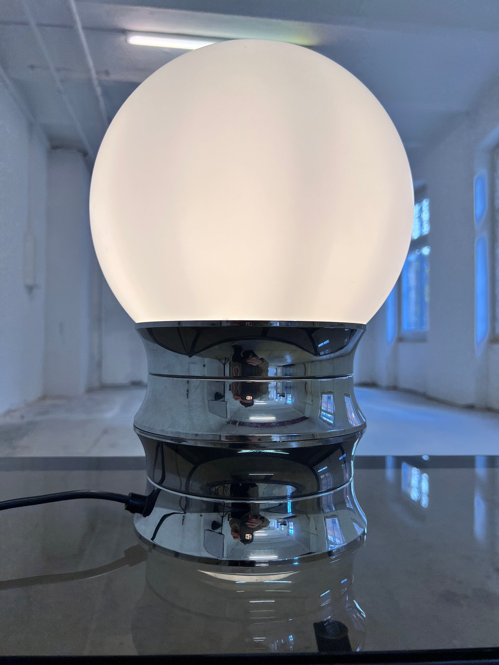 Tischlampe Chrom Opalglas von VEB NARVA