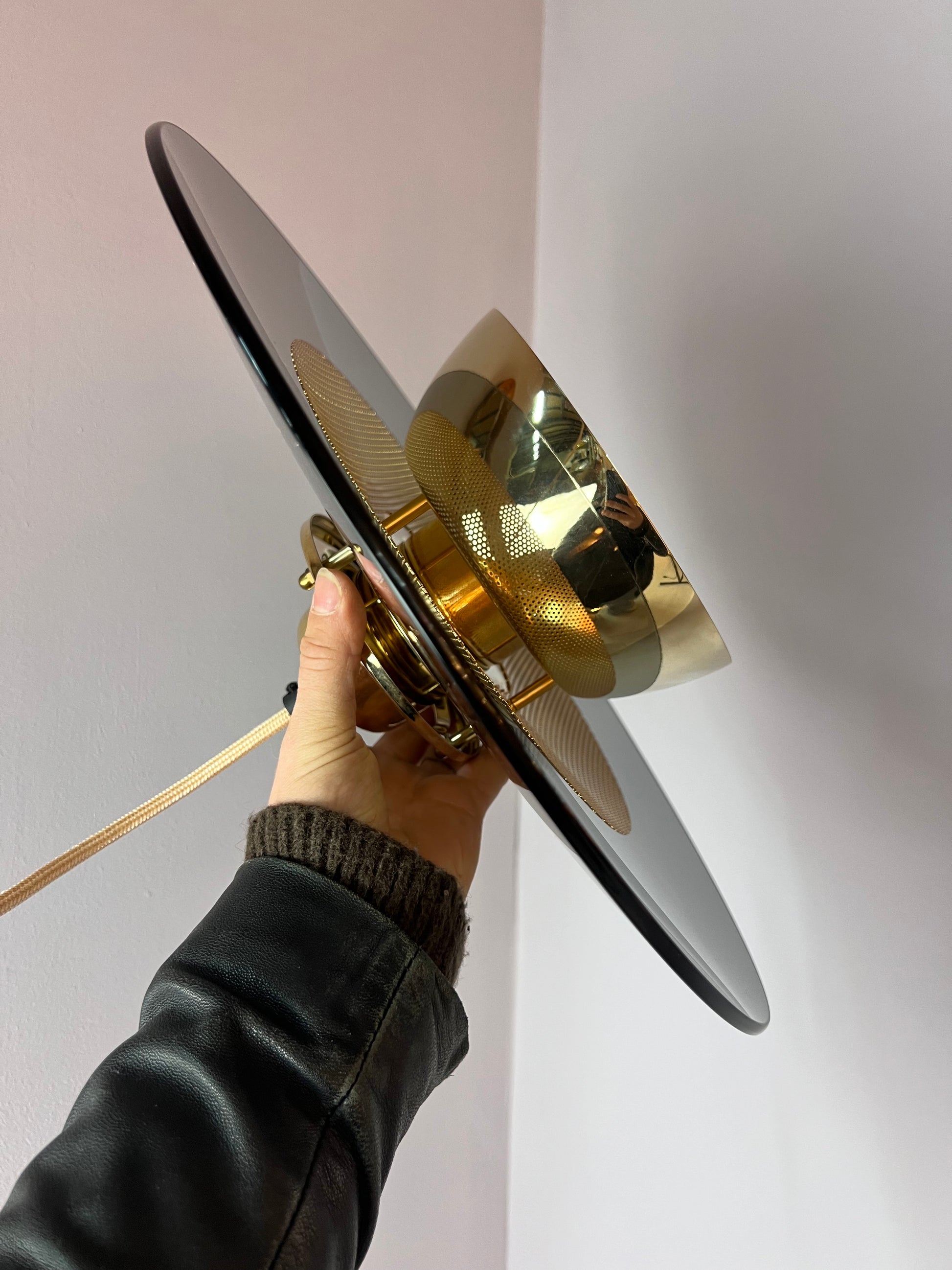 Lamellenlampe Gold Rauchglas aus Dänemark