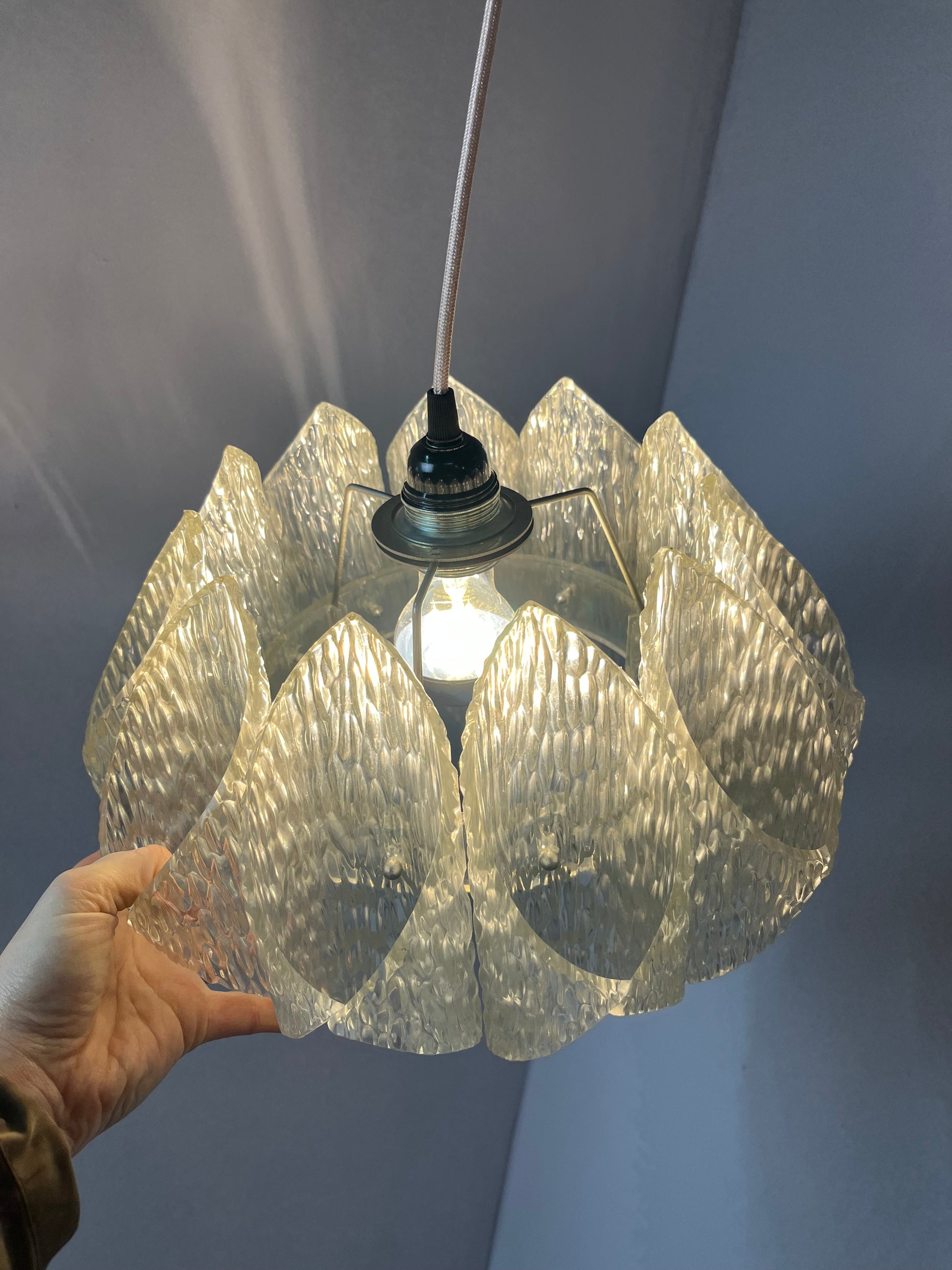 Hängelampe Lucite Eisglas von Marbach Leuchten