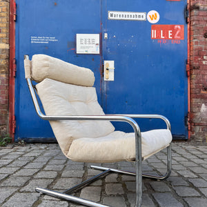 Sessel beige Kord Chromgestell