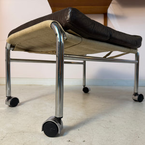 Hocker Modell Bore dunkelbraun Chrom von Noboru Nakamura für IKEA