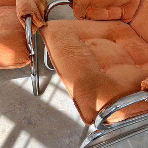 Sessel Halina orange Chrom von Hellerau