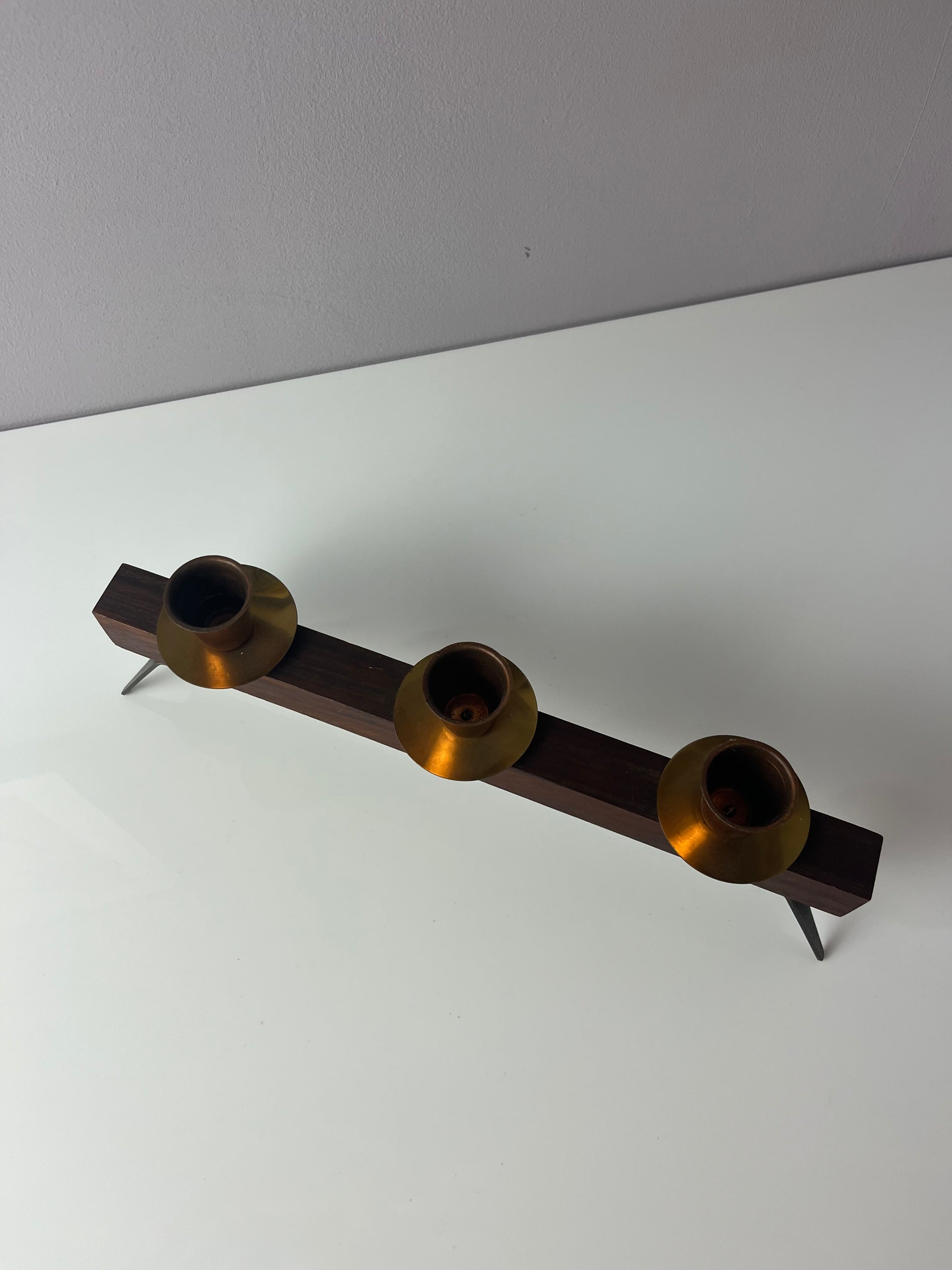 Kerzenständer Teak Messing