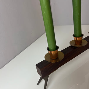 Kerzenständer Teak Messing