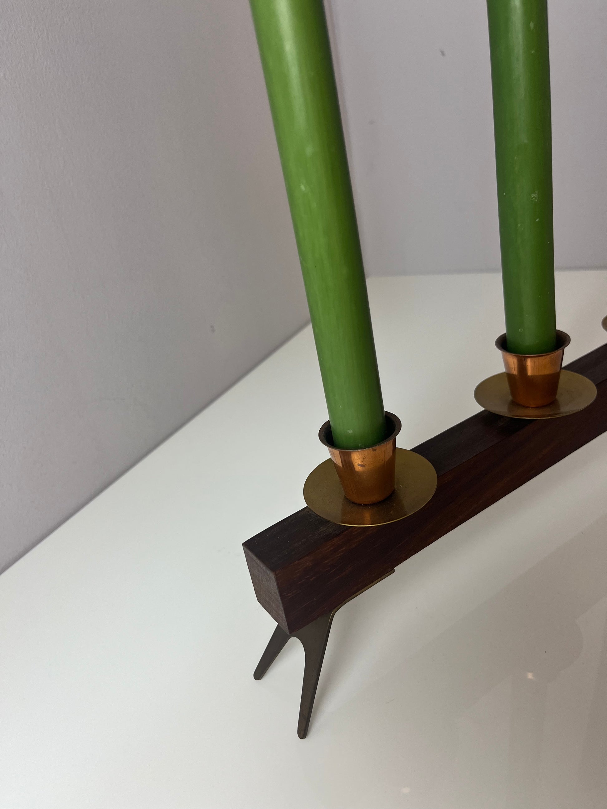 Kerzenständer Teak Messing