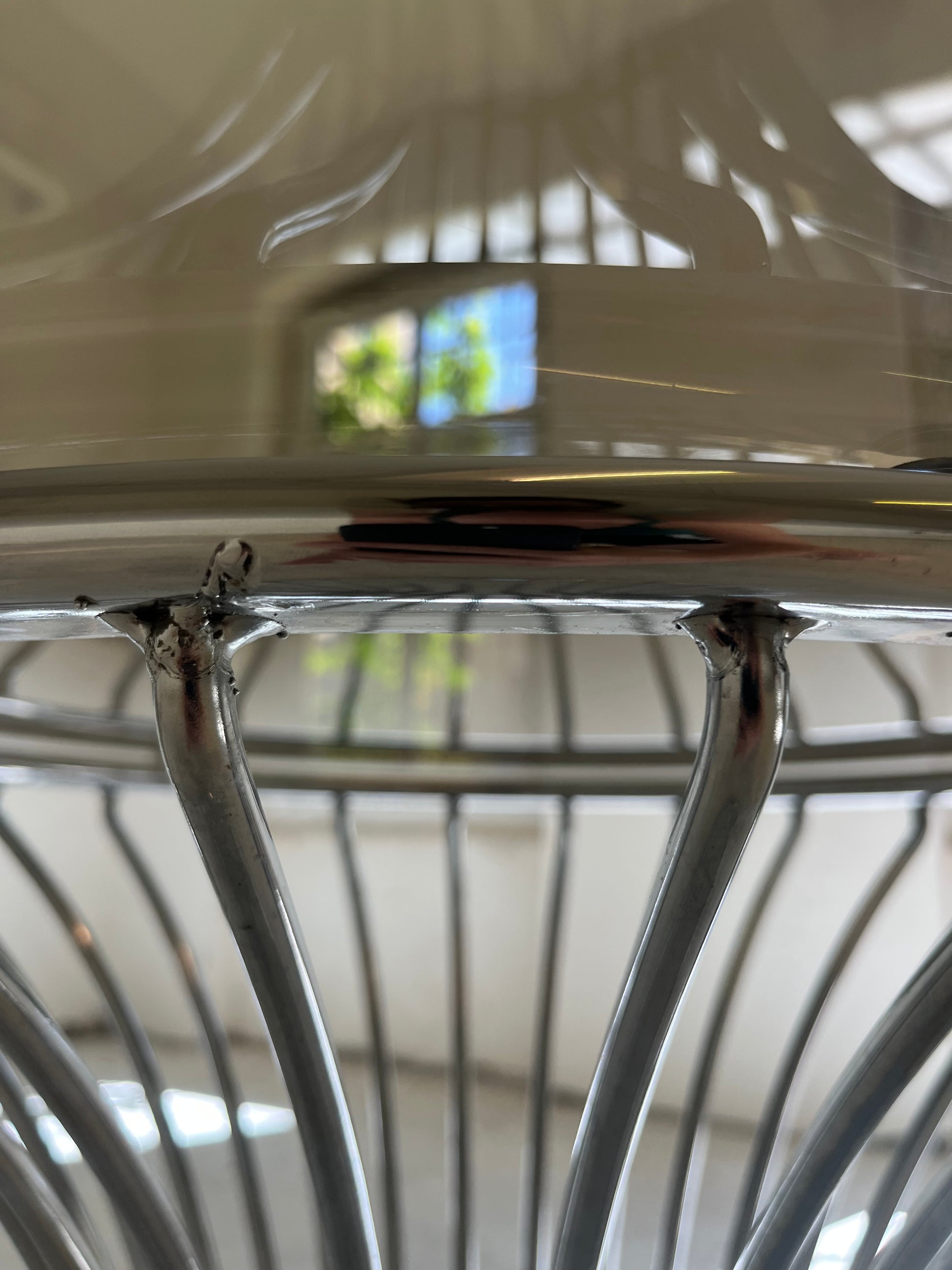 Runder Esstisch Rauchglas Chrom von Gastone Rinaldi für Rima