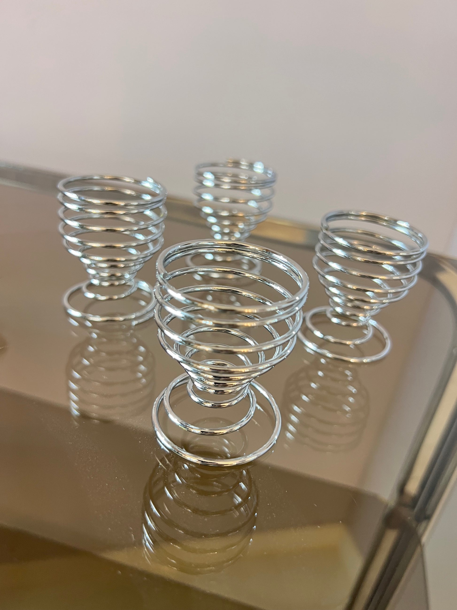 Set: 4x Eierbecher Metall 80er