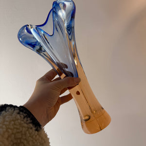 Vase hellblau Glas von Josef Hospodka für Chřibská Sklárna