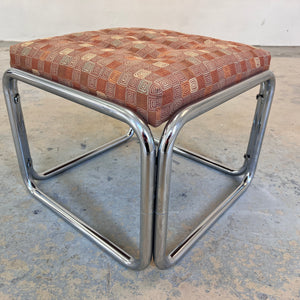 Hocker Chrom mit orange braunem Polster
