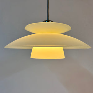 Lamellenlampe Milchglas Chrom aus Dänemark