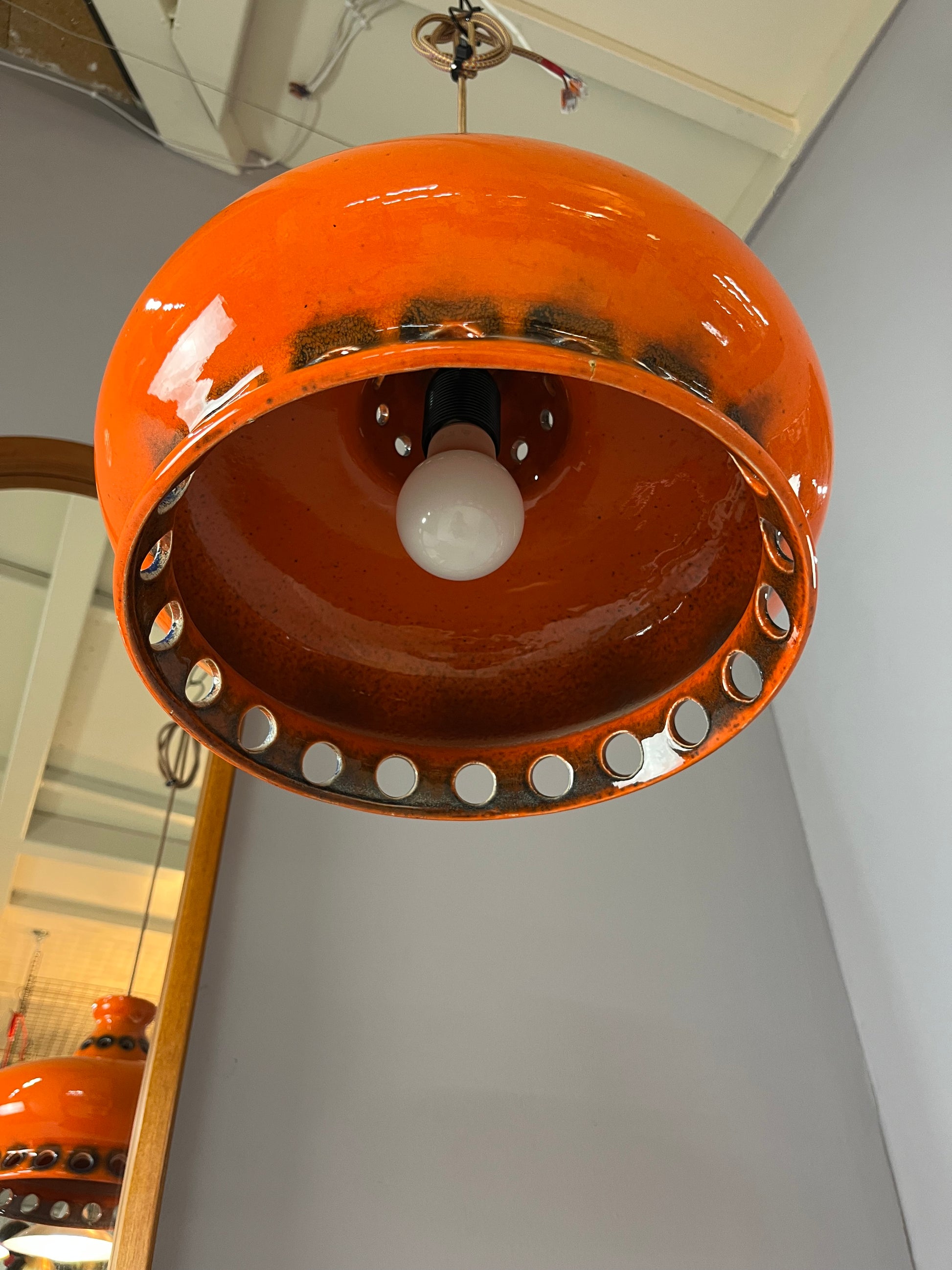 Keramiklampe orange aus Westdeutschland