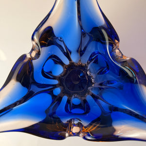 Vase kobaltblau Glas von Josef Hospodka für Chřibská Sklárna