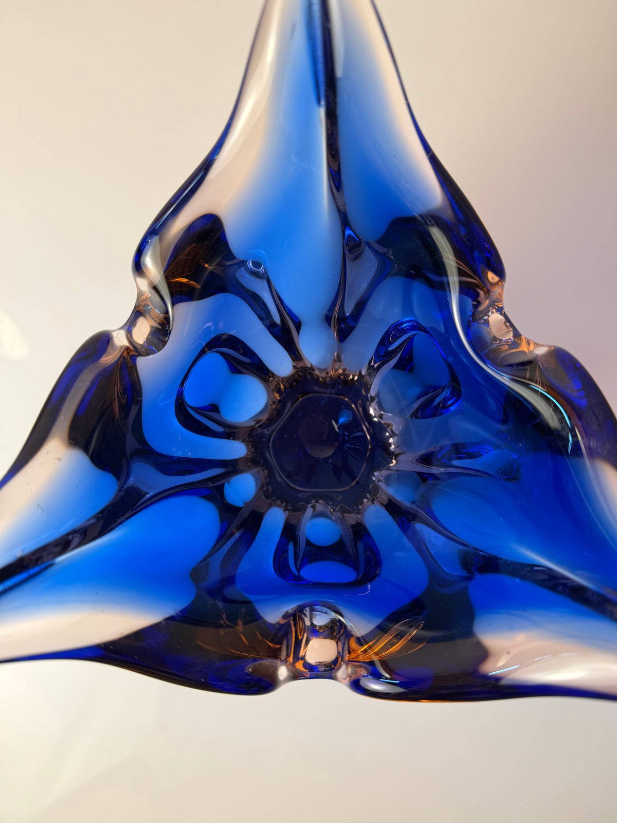 Vase kobaltblau Glas von Josef Hospodka für Chřibská Sklárna