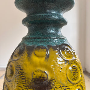 Bodenvase Fat Lava gelb von Carstens Keramik West Germany
