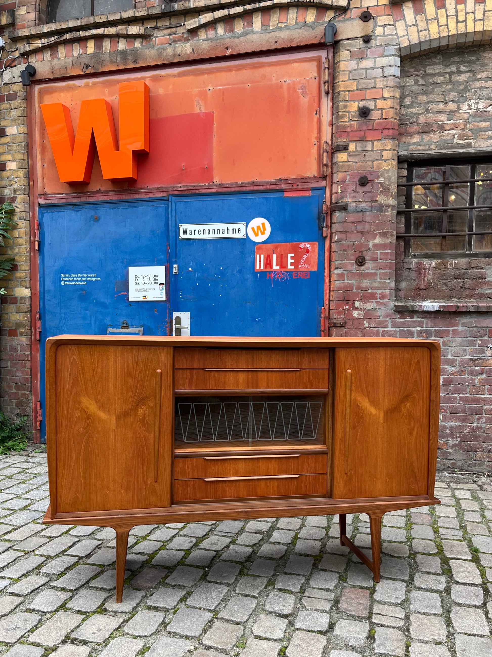 Highboard mit Vitrine Teak aus Dänemark