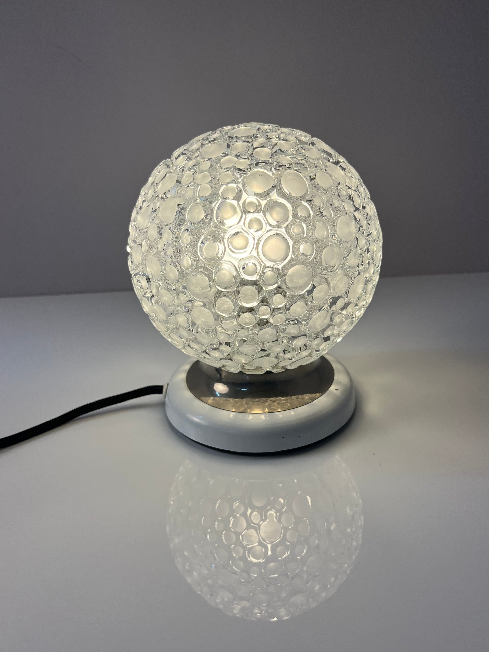 Kugel-Tischlampe weiß Strukturglas