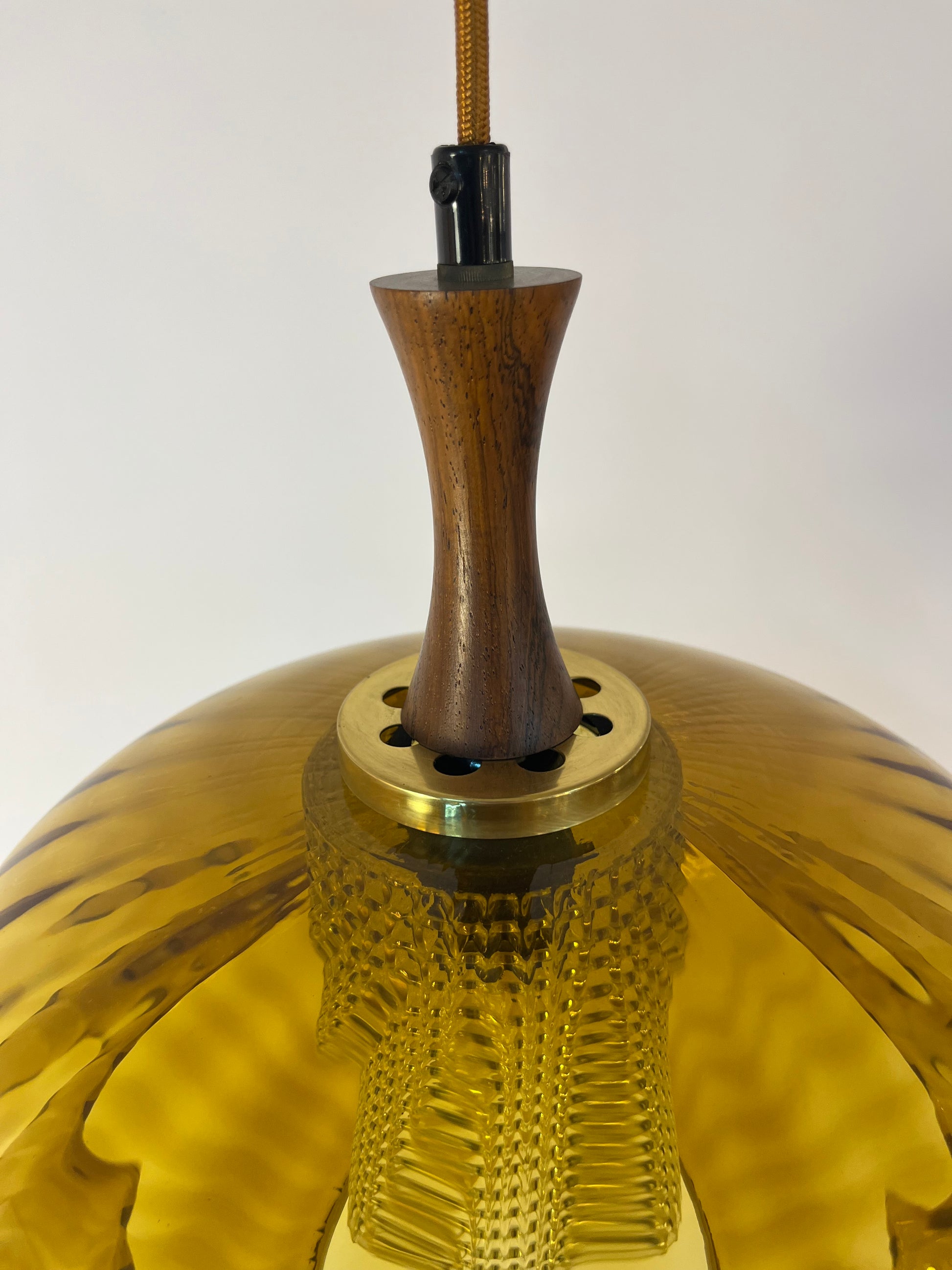 Hängelampe Glas Teak von Orrefors