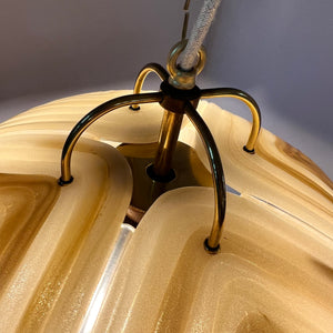 Hängelampe braun Glas Chrom handgearbeitet von Cristallux