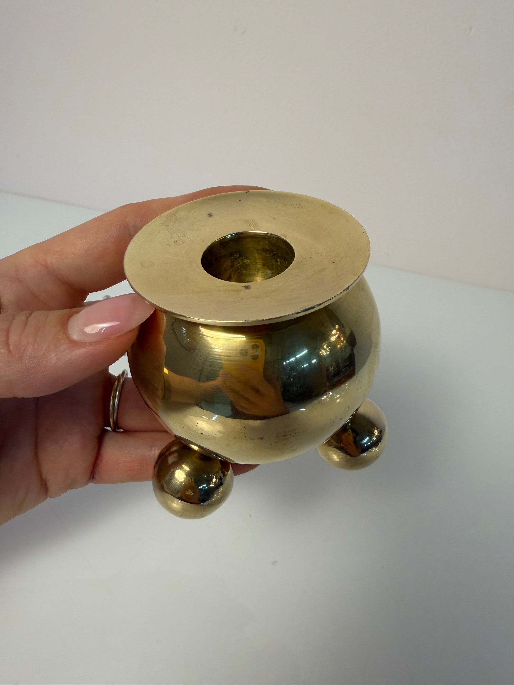 Kugel Kerzenständer Messing aus Dänemark