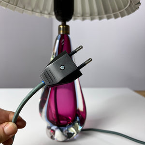 Tischlampe lila blau Muranoglas