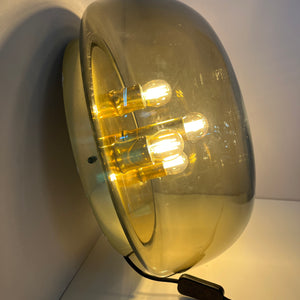 Wand-/ Deckenlampe Messing Rauchglas von Kaiser Leuchten