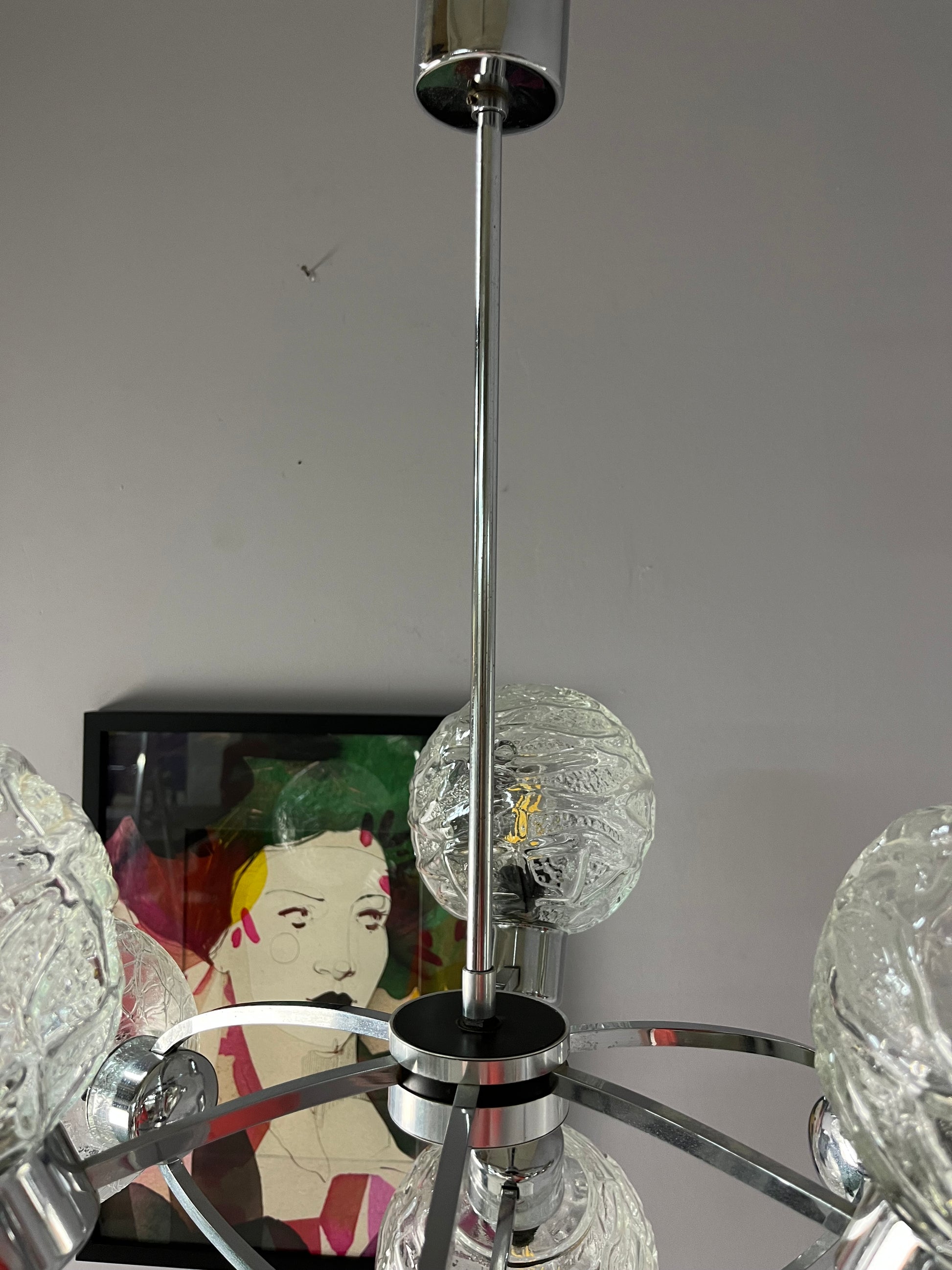 Sputnik Kronleuchter Glas Chrom