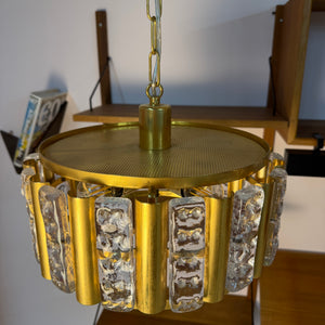 Hängelampe Messing Glas von Carl Fagerlund für Orrefors