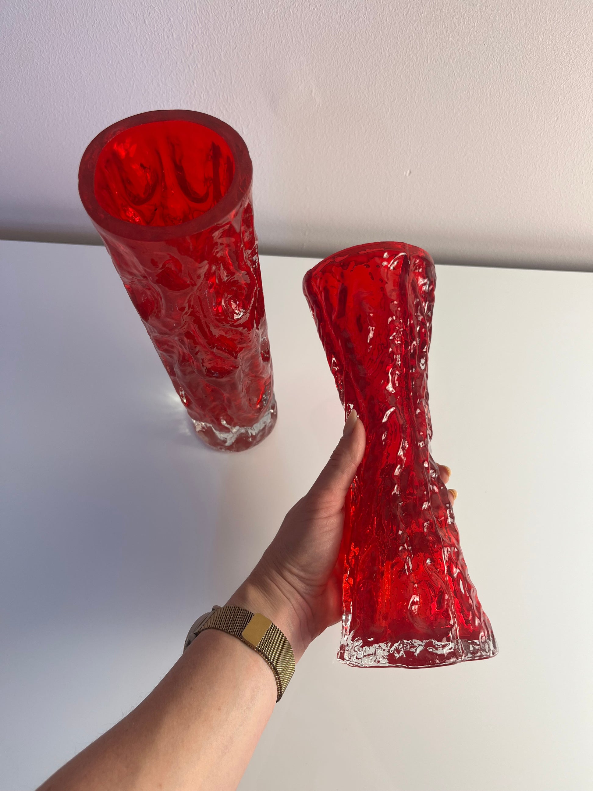 Set: 2 Vasen rot von Kurt Wokan für Ingrid Glas