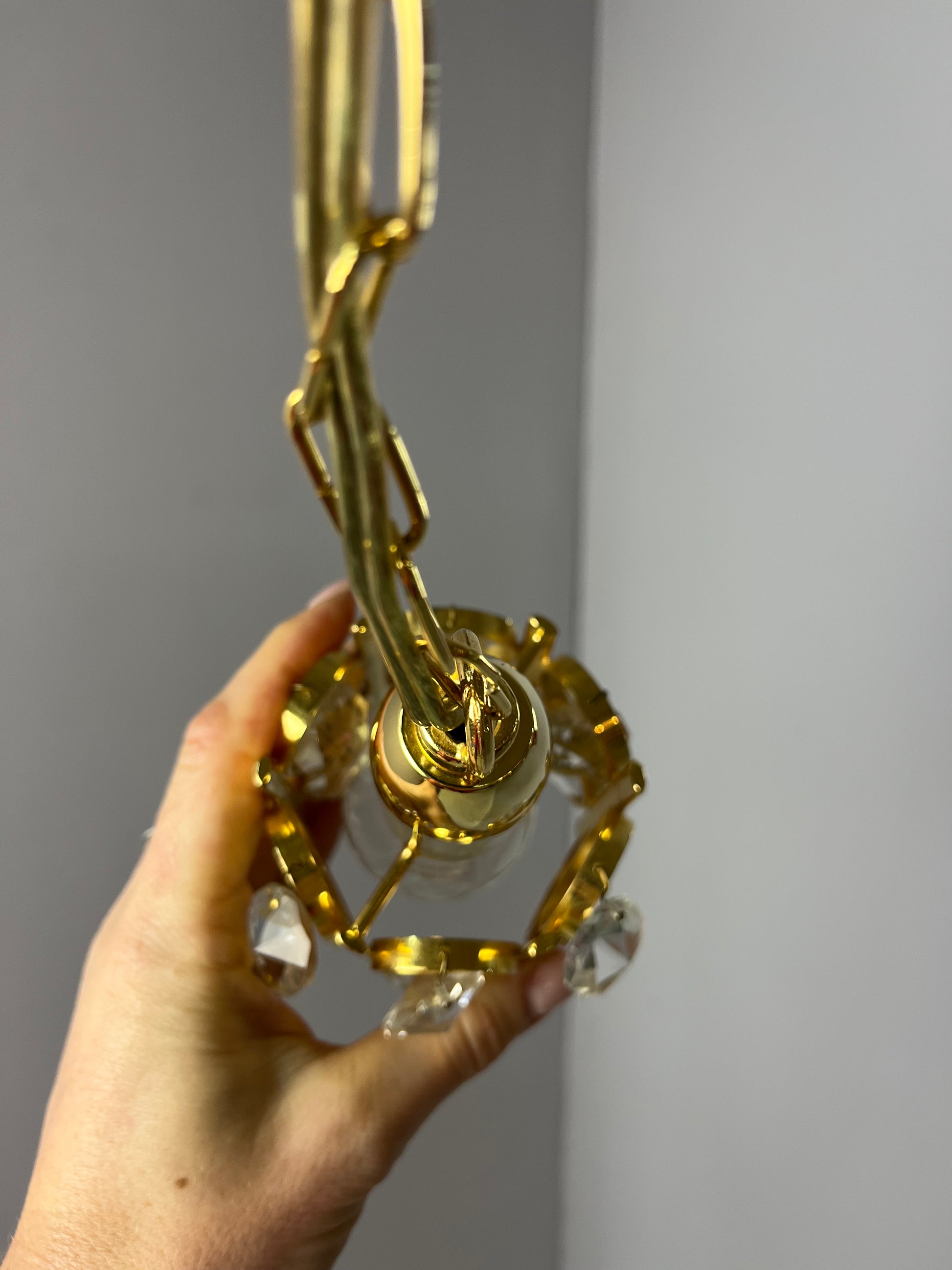 Kleine Hängelampe Gold mit Kristallen Dänemark