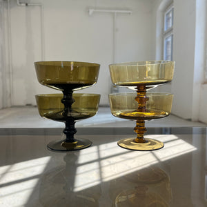 Set: 4x Champagner Schale braun Glas