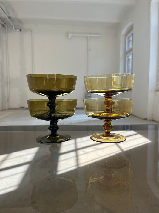 Set: 4x Champagner Schale braun Glas