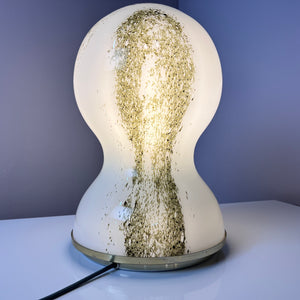 Tischlampe grün weiß Glas von Doria