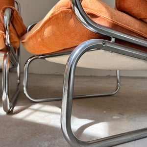 Sessel Halina orange Chrom von Hellerau
