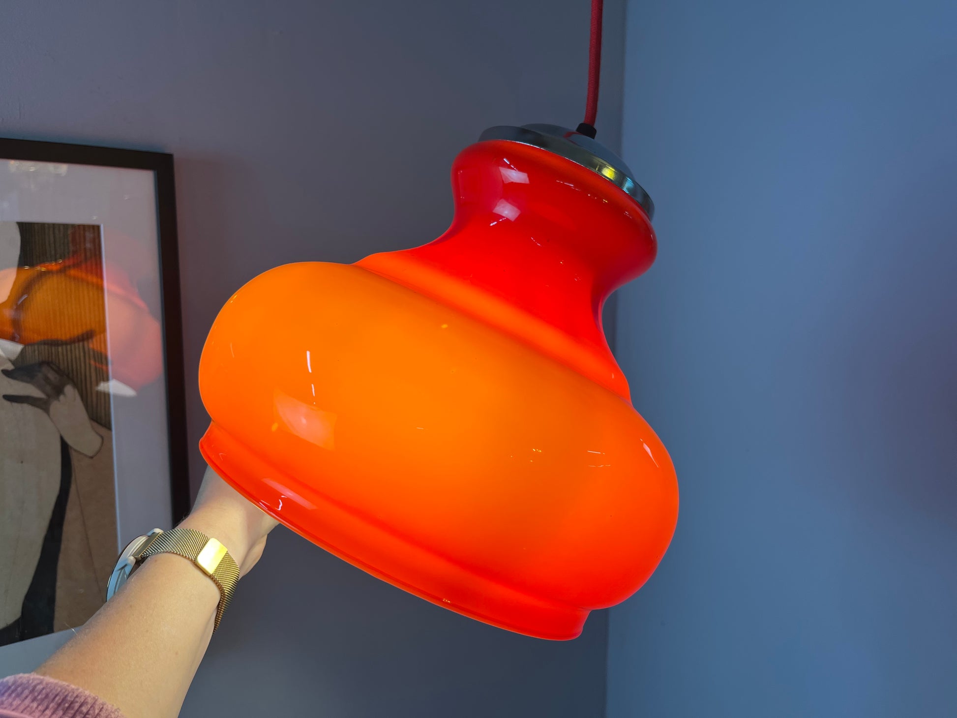 Hängelampe rot Glas