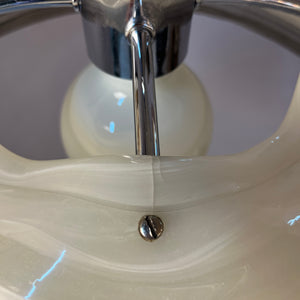 Hängelampe weiß grau Chrom handgearbeitet von Cristallux