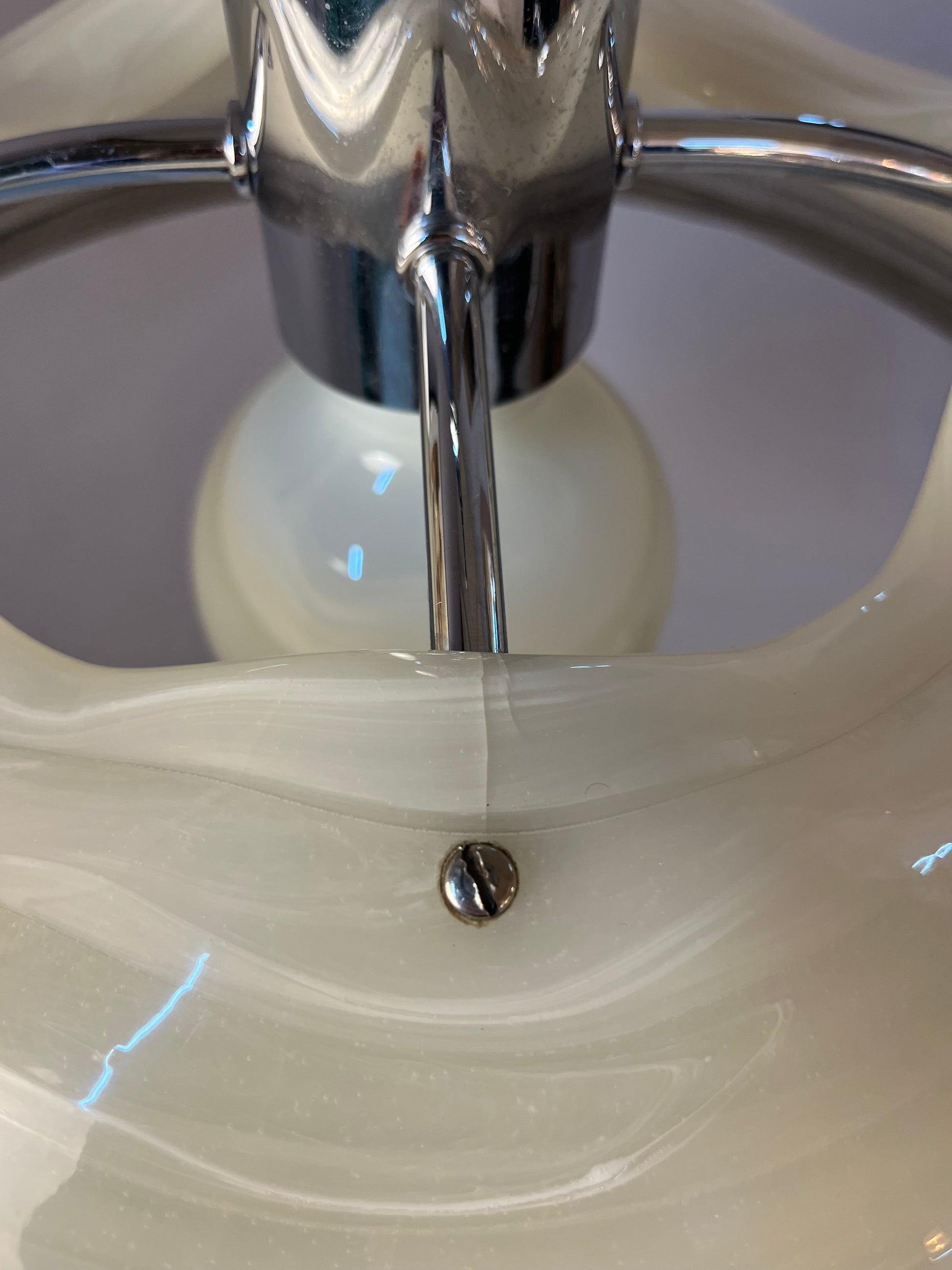 Hängelampe weiß grau Chrom handgearbeitet von Cristallux