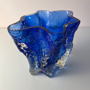 Vase blau Glas von Kai Blomqvist für Riihimaki / Riihimaen Lasi Oy