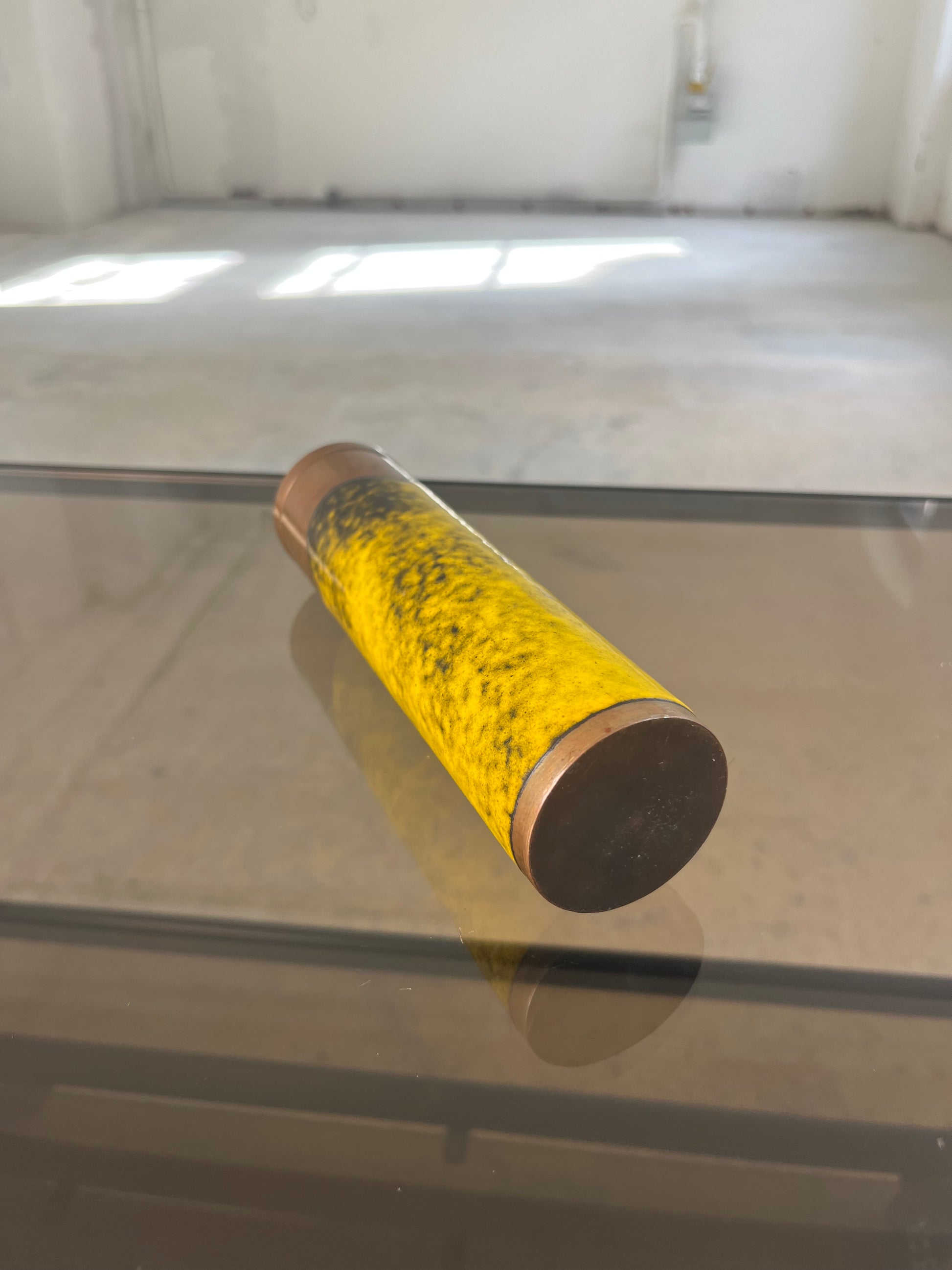 Vase gelb Kupfer Emaille