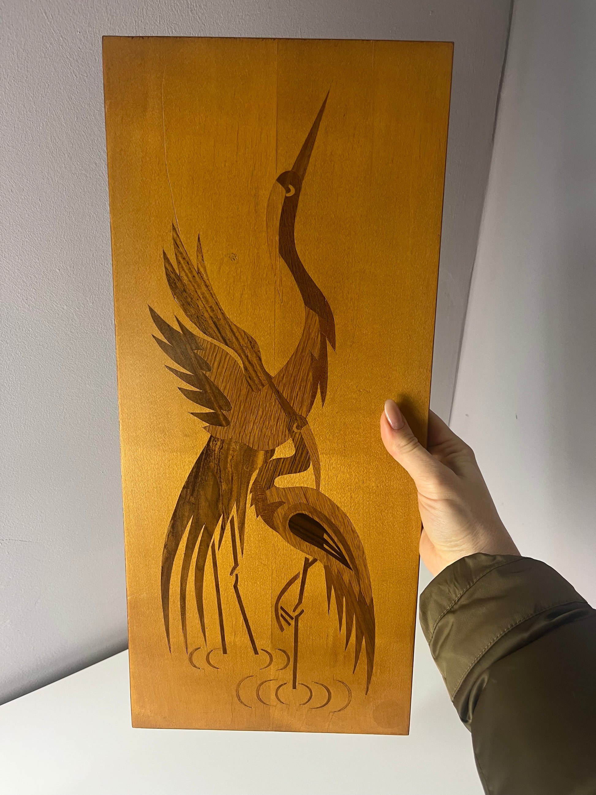 Intarsienbild Kraniche