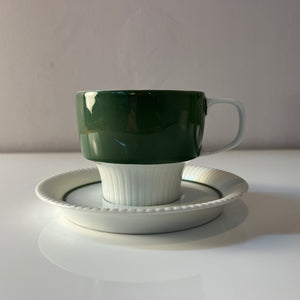 Set: 6x Kaffeetasse mit Untertasse Modulation Secunda grün von Tapio Wirkkala für Rosenthal