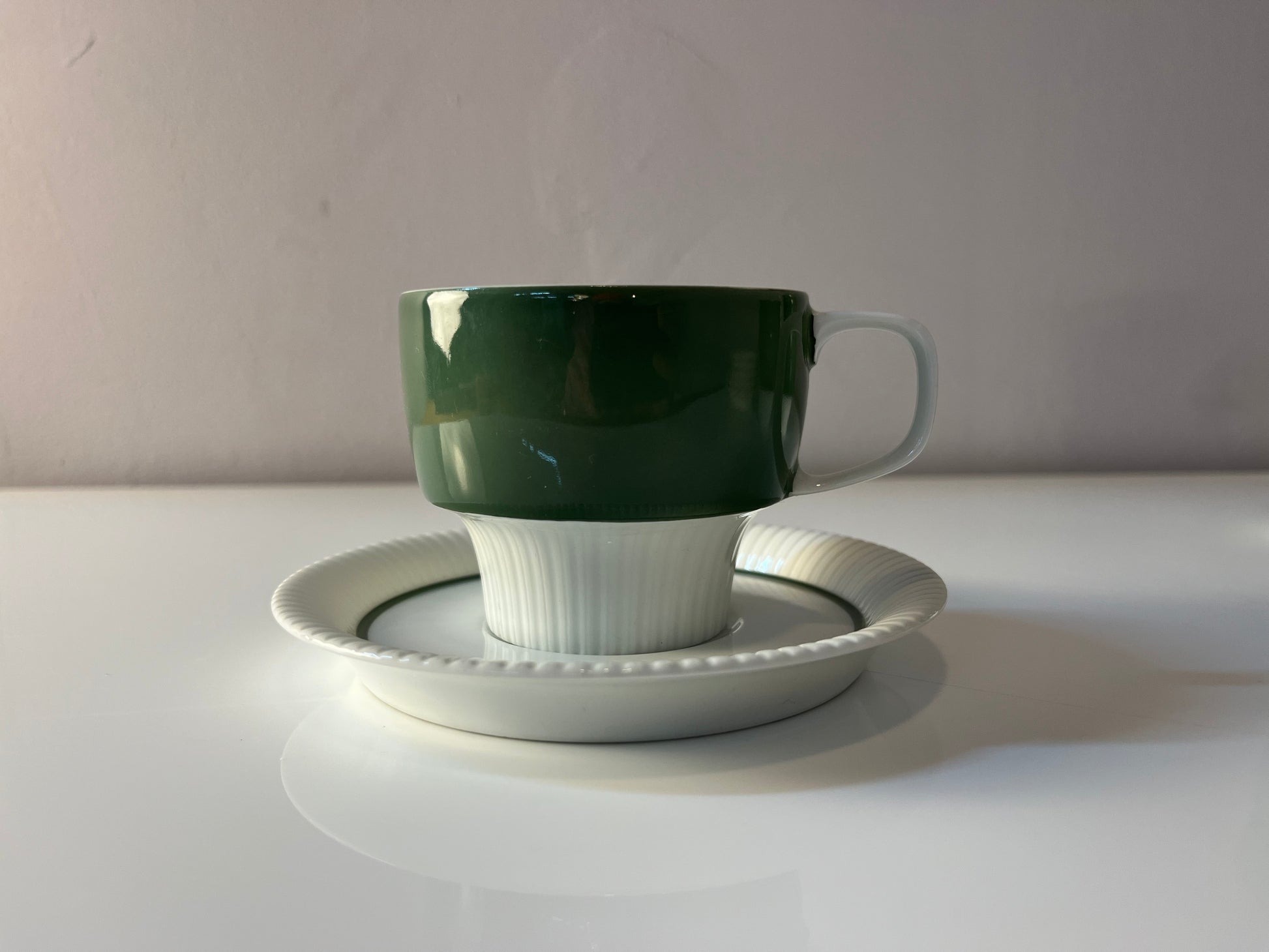 Set: 6x Kaffeetasse mit Untertasse Modulation Secunda grün von Tapio Wirkkala für Rosenthal