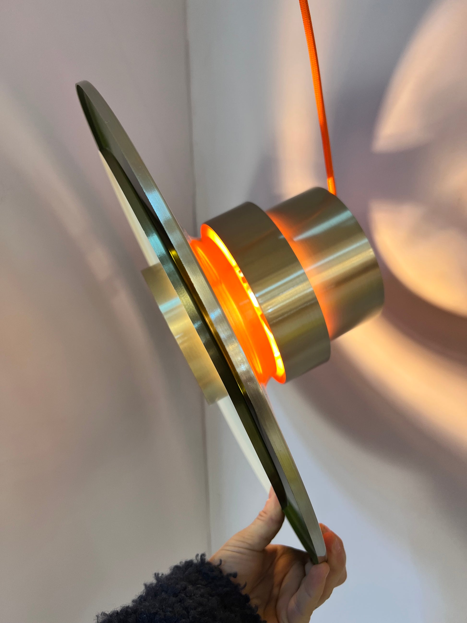 Lamellenlampe Trava grün orange von Carl Thore für Granhaga